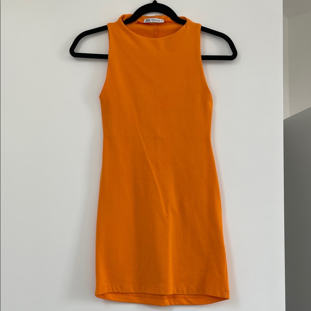 NWOT Zara Vibrant Orange Mini Dress